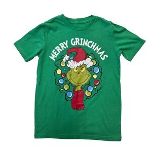 The Grinch Merry Grinchmas Green Graphic T-Shirt Kids Size 6/7